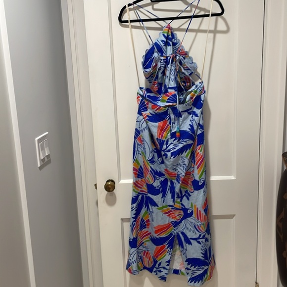 Farm farmrio large parrot dress with slit and beaded tassel Anthropologie - Picture 3 of 9